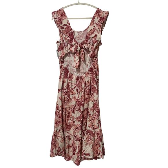 ELLA RAFAELLA WOMENS PLUS SIZE 1X LINEN BLEND MIDI DRESS PEACH BLUSH - Picture 6 of 12